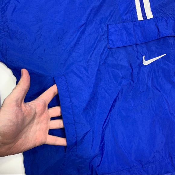 Vintage Nike Windbreaker Mens XL 1/2 zip Blue - Picture 3 of 12